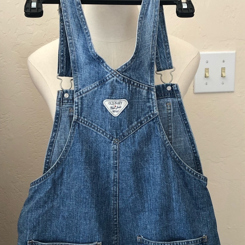 Old Navy overalls, girls, 14 youth, blue Jean wash flare, denim 6 pocket/
